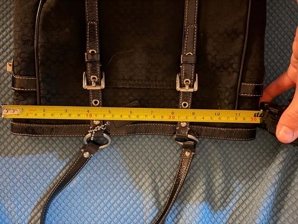 Y2K Vintage Coach Signature Jacquard Gallery Tote Bag — Black & Silver - Picture 11 of 15